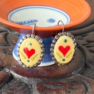 RARE Vintage Taratata Heart Motif Earrings with Silver Accents